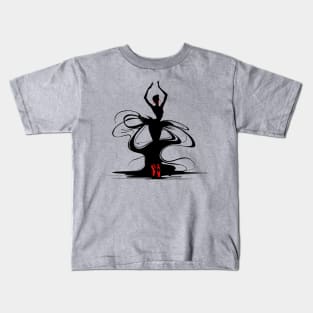 Silhouette of a Dancer in Red Shoes Kids T-Shirt